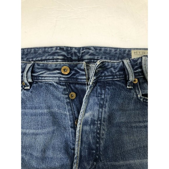Diesel Industry Zhavee Mens 33x29 Blue Denim Jeans Button Fly Straight Leg - Picture 6 of 11